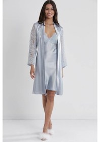 Resim Pierre Cardin Sütyen Kaplı Sabahlık Gecelik 4025 Mist 001 