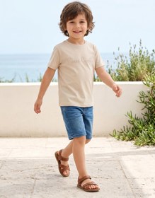Resim Pierre Cardin Erkek Çocuk Nakışlı Şortlu 2-5 Yaş Takım - Bej - Açık Bej / 3-4 Yaş 