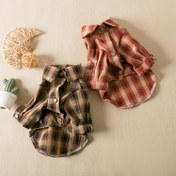 Resim İki Tonlu Ekose Köpek Gömleği 