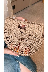 Resim WOMANBAG Tasarım Hasır El Çantası Clutch 