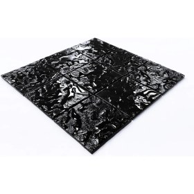 Resim MozaiKristaL Mutfak Tezgah Arası, Banyo, Havuz, Sauna, Spa ve Yaşam Alanlarının Tüm Yüzeyleri Için Kaya Desenli Yüzeyli, 30X30 cm Fileli Siyah Kristal Cam Mozaik. ( 1 m2 fiyatıdır ) 