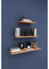 Resim Asra Trend Modern 3'lü Uçan Raf Çok Amaçlı Duvar Rafı Organizer %100 Mdf Kitaplık Mutfak Banyo Rafı Drf05 Petra 
