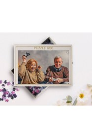 Resim Bk Gift Kişiye Özel Tam Boy Büyükanne Ve Büyükbaba Karikatürlü 1000 Parça Profesyonel Puzzle-1 