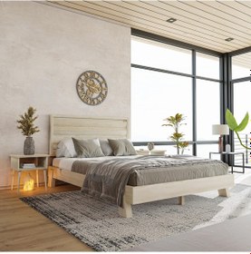 Resim Hüma Model Vernikli Çam Ahşap Karyola Ve İki Komodin Set Yatay -284 90 x 200 