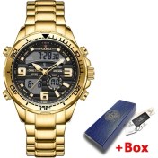 Resim Hanyang Gül Altın Siyah Lıge Lüks Orijinal Spor Kol Saati Erkekler Için Altın Kuvars Çelik Su Geçirmez Marka Dijital Saatler Relogio Masculino (Yurt Dışından) 