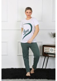 Resim Akbeniz Kadın Pamuk Penye Sevgili Kombini Pijama Takımı Beyaz 50127 Tek Takım Fiyatıdır-beyaz Beyaz 
