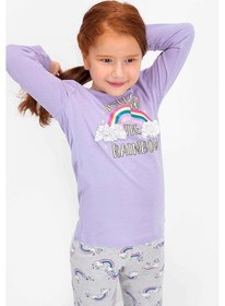 Resim Roly Poly 2455 Kız Çocuk Follow The Rainbow Lila Uzun Kol Pijama Takımı Lila 