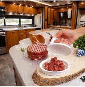 Resim Fochsia Beyaz 1 Adet Rv Hazır Hamburger Köfte Presi Mutfak Seyahat Kompakt Pp Malzeme 