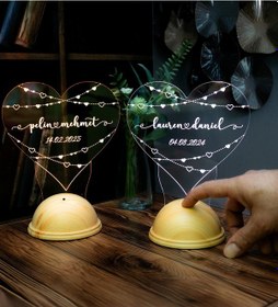 Resim Sevgiliye Özel İsimli Kalp Led Gece Lambası - 14 Şubat, Doğum Günü Ve Yıldönümü Hediyesi Eşe, Nişanlıya Romantik Hediye 