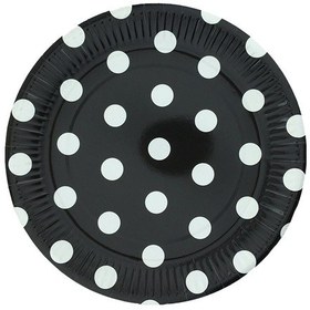 Resim Tabak Karton Puantiyeli Siyah 23 Cm (8 Adet) 