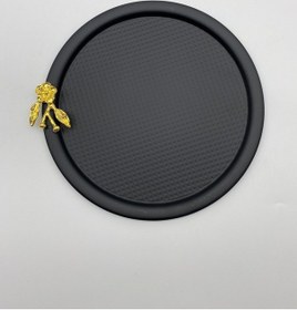 Resim 6'lı Japon Güllü Yuvarlak Siyah Çay Ve Kahve Sunum Tepsisi 