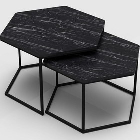 Resim Orta Sehpa Altıgen İkili Lüx Bendir Çok Renkli 