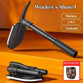 Resim 3’ü 1 Arada Kamp Küreği | Çok Amaçlı Açık Hava Hayatta Kalma, Balık Tutma, Yürüyüş ve Bahçe İşleri İçin Taşınabilir Kürekli Kürek | Dayanıklı Metal ve Plastik Tasarım, Kompakt ve Çok Yönlü Outdoor Ekipman 