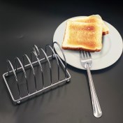 Resim 1 adet 6 Dilimli Tost Rafı - Paslanmaz Metal Ekmek Standı ile Parlatılmış Bitiş, Mutfak ve Kamp Kullanımı için Vintage İngiliz Tarzı, Tost, Waffle ve Bulaşık Depolama için Mükemmel, Mutfak Depolama Rafı | Vintage Tarzı Raf | Dayanıklı Metal Raf, Ekmek Depolama Rafı 