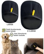 Resim Teknetstore Kedi Köpek Tüy Toplayıcı Yıkanabilir Statik Eldiven Koltuk Halı Elbise Tüy Temizleme Aparatı 2'li 