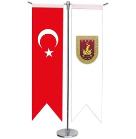 Resim Masa Üstü Kırlangıç Kara Kuvvetleri + Türk Bayrağı + Krom T Direk 