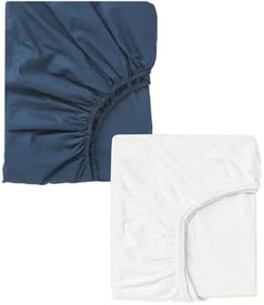 Resim 2 Adet Pamuklu Ve Lastikli 60 X 120 Cm Penye Bebek Çarşaf, OKYANUSMAVİ-BEYAZ 