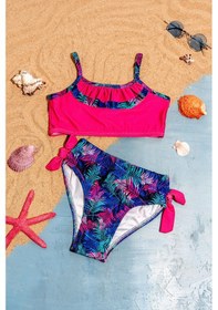 Resim Beniizle Desenli Kız Çocuk Bikini Takım Çiçek 