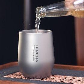 Resim Tiartisan 1 Adet 255ml/400ml Dış Mekan Titanyum Su Bardağı, Çift Cidarlı Çay Kupası Kahve Kupa, Kamp Piknik Hafif Taşınabilir İçecek Kabı 
