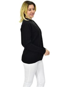 Resim Kadın Triko Spor Hırka Bgl-st04087 Siyah 