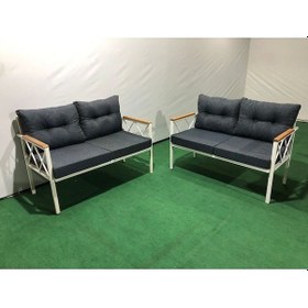 Resim 2+2balkon-bahçe-kafe-çay Seti-koltuk Takımı-oturma Grubu-ofis Koltuğu 2+2 Beyaz Profil Demir Mavi 