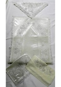 Resim Çeyizlik Kadife Seccade Takımı Krem Bohça Seti 4 Parça (315631371) 