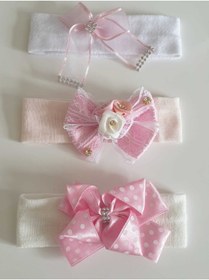 Resim PAİSİA Kız Bebek Fiyonklu Bandana 3'Lü Set 