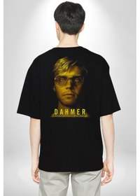 Resim Dahmer Dizi Pamuklu Unisex Oversize Sırt Dijital Baskılı Siyah T-shirt Siyah 