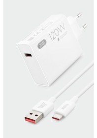 Resim Subzero Sg38 120w Gan Type-c Kablolu Turbo Ev Tipi Şarj Aleti Salise Gösterir Beyaz 