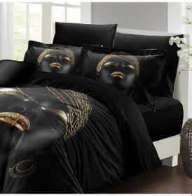 Resim Monohome African Women Çift Kişilik Nevresim Takımı 3D Pamuk Sate Çok Renkli 