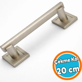 Resim Nzb Çekme Kol Kare Rozetli 20 cm Saten Renk Metal Gövde Şık Modern Dayanıklı Kapak ve Dolap Kulpu 