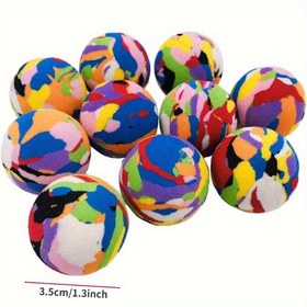 Resim 10 adet, Çok renkli top, yumuşak elastik, kedileri ve köpekleri kışkırtabilir, el diski için iyi bir seçim, kamuflaj çok renkli yumuşak top 