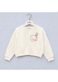 Resim Kız Çocuk Nakış Detaylı Uzun Kollu Sweatshirt Vanilya Renk 5 10 Yaş Beyaz 