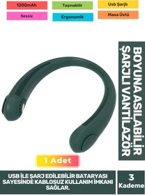 Resim Fantazer Özel Üretim Sessiz Eller Serbest Boyuna Asılabilir Şarjlı 3 Kademeli Vantilatör Klima Soğutucu Fan 