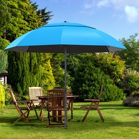Resim UV Koruma Dış Mekan Şemsiyesi - Kamp, Plaj, Balıkçılık ve Piknikler için Fiberglas Çerçeveli Hafif Katlanabilir Manuel Açma/Kapama Güneşlik, Mavi Polyester Tente | Şık Patio Aksesuarı | Dayanıklı Dış Mekan Ekipmanı, Patio Şemsiyesi 