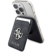 Resim Guess Lisanslı Pu Deri 4g Desenli Metal Büyük 4g Ve Yazı Logolu Standlı Magnetik Kartlık Siyah 