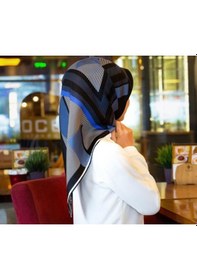 Resim Vissona Twill İpek Eşarp Siyah, Saks Mavisi 