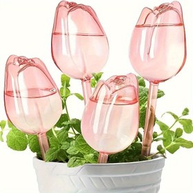 Resim 6 adet Plastik Pembe Lale Bitki Sulama Topları, Dar Çıkış Tasarımı, Daha Uzun Süreli Damlama İçin Uygun, Kapalı ve Açık Alan Bitkileri İçin Uygun 