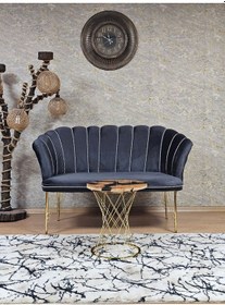 Resim Zafir İkili Gold Kaplama Tel Ayak Papatya Çay Seti Koltuk Takımı , Balkon, Salon, Ofis, Cafe Koltuk Takımı Füme 