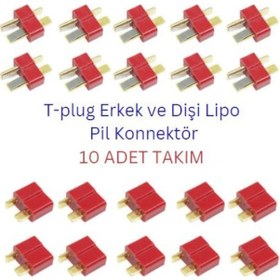 Resim T-plug Erkek Dişi Takım Lipo Pil Konnektör 10 Adet 
