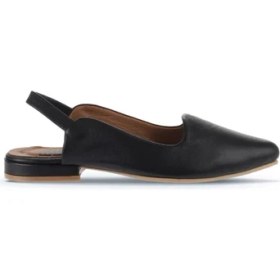 Resim Bueno Shoes Kadın Düz Sandalet Siyah Khv-Bej Dana Derisi 1 cm Topuklu Şık Tasarım 