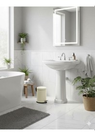 Resim Vinoks Eko Serisi 3 Litre Hacimli Paslanmaz Banyo-mutfak Pedallı Çöp Kovası Krem Krem 