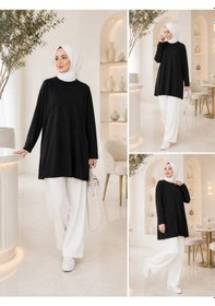 Resim Esra Butik78 Siyah & Beyaz Uzun Kollu İçlik Standart Beden Boy: 75 Cm 