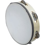 Resim ORF-TF-6A Örf Aletleri Ahşap Zilli Tef Gerçek Deri Vurmalı Çalgı 6 Inç (1 Adet) 