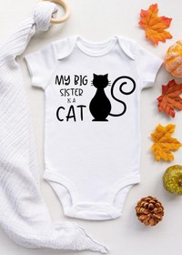 Resim Limon Unisex Bebek Beyaz Sister Cat Çıtçıtlı Body 