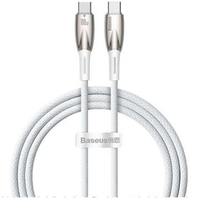Resim Baseus Glimmer Series CADH000702 1mt 100w Beyaz PD Type-C To Type-C Şarj Kablosu Örgülü 