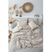 Resim Ecocotton Ayda Çift Kişilik Nevresim Takımı Bej 200x220 cm 