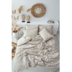 Resim Ecocotton Ayda Çift Kişilik Nevresim Takımı Bej 200x220 cm 
