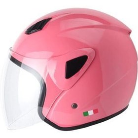Resim Kask Sw-733 Pembe Yarım Şeffaf Camlı 