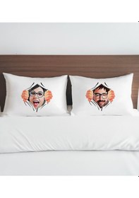 Resim Bk Gift Kişiye Özel Karikatürlü Pamuklu 2 Li Yastık Kılıfı Seti-2 50x70cm , Sevgiliye , Ev si, Tasarım Ev Tekstili 